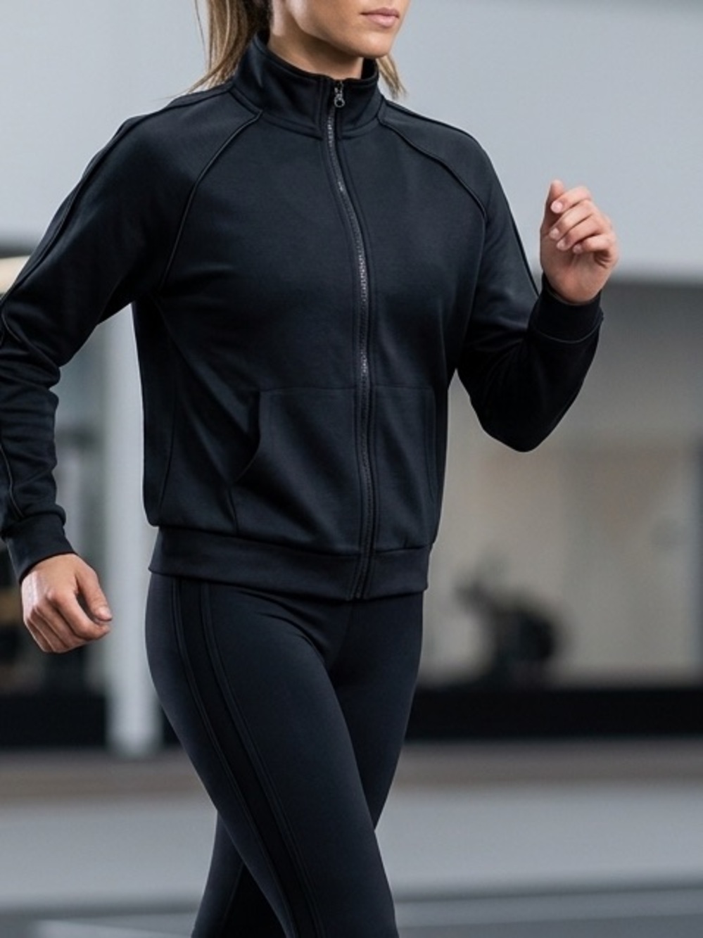 Women's Black Quarter-Zip Pullover Sweatshirt
